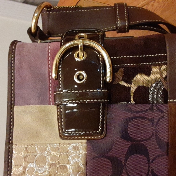 Coach Multi Patchwork Suede Leather Hobo Crossbody Bag - Picture 6 of 16